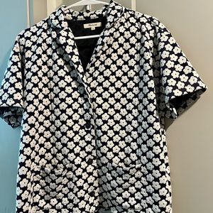 Madewell Floral Check Jacquard Knit Camp Shirt